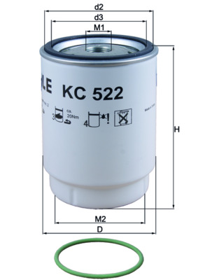 KC522D, Fuel Filter, Fuel filter, MAHLE, 81125016096, 81125016101, 101080, 2403500, F026402242, FS20147, H398WK, R270PL, S4035NR, WK11029Z, 2403501