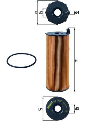 Oil Filter - OX196/2D MAHLE - HU7016X, P40030, X57518300024