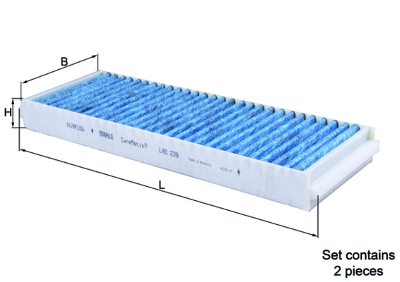 LAO239/S, Filter, interior air, Cabin filter, MAHLE, 0986628505, 49408727, 4F0819439A, AHA247-2, CFP10209-2, E1944LB-2, FP3023-2, WG1788837, 4F0819439B, A8505, CB1139, 4F0819439C, 4F089838B, 4F0898438A, 4F0898438B, 4F0898438C