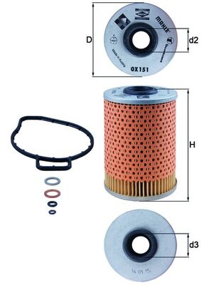 Oil Filter - OX151D MAHLE - 10110, 1038, 1109T8
