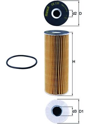 Oil Filter - OX133D MAHLE - 00A115466, 0140180002, 0218022