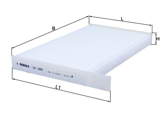 LA1205, Filter, interior air, Cabin filter, MAHLE, 13215370, 17517, 1987432267, 21NSNS18, 27277-1FC0A, 5338800, 715709, AC210E, ADN12524, CF11177, CU15001, E4995LI, E649, EKF344, ELR7296, FAANS18, HB259, K1324, LVCF562, NC2024, PC8326, TSP0325335, WP2068, 278911FC0A, 715840, AC210EX, EKF367, TSP0325335C, 278911FE0A, 278913DF0A