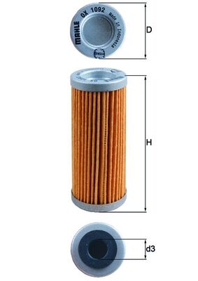 Ölfilter - OX1092 MAHLE - 77338005100, COF552, 77338005101