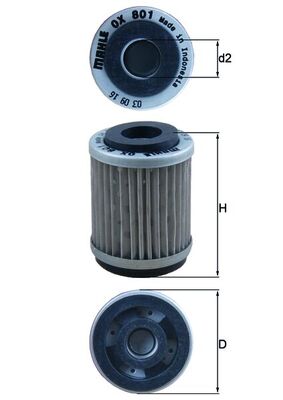 Oil Filter - OX801 MAHLE - 3UHE344000, COF042, KN143