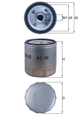 Kraftstofffilter - KC20 MAHLE - 00.00.138/130, 0000801393, 00014143