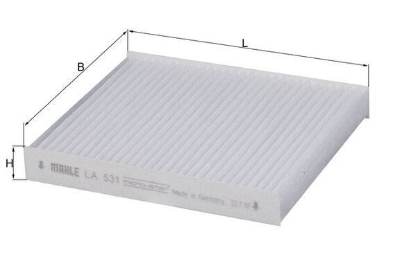 LA531, Filter, interior air, Cabin filter, MAHLE, 0986AF5496, 154705205080, 17509, 21K19, 21KIK19, 28123190004, 33494, 368, 5326100, 715691, 80001206, 800147P, 91933494, 971332K000, ACP976, ADG02548, AH287, ALC5505, CCF0160, CF10776, CU19001, E3994LI, E604, EKF307, ELR7315, FAAKI19, FC404, J1340313, K1263, K135A11