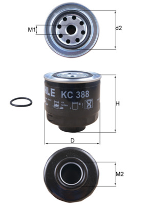 Fuel filter - KC388D MAHLE - 0986AF6036, 153071760391, 1770A012