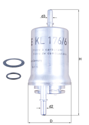 Kraftstofffilter - KL176/6D MAHLE - 0450905925, 101316, 152071760701
