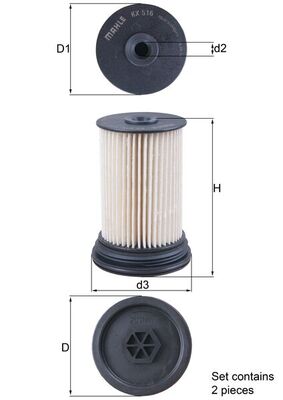 Kraftstofffilter - KX516/S MAHLE - 2607100, 4820751, 95135912