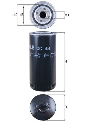 OC48, Ölfilter, Ölfilter, MAHLE, 0000054020, 000OS, 0024164103, 0451103188, 11993545, 1365223, 2310601, 304, 30758069, 351670, 35330687, 4057, 503136115, B403, BC1035, DO263, FT5014, FT7465, H18W07, L47553, LF3413, LFP2301, LS414, OM584/1, P553771, S8600R, SO3413, W962/2, 0000504020, 0024560060