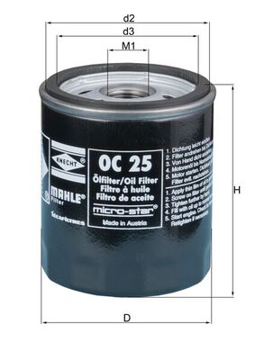 Ölfilter - OC25 MAHLE - 0451103043SB, 056OS, 11421250534