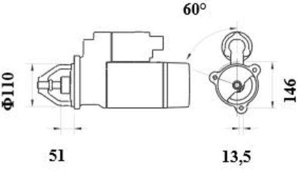 Starter - MS104 MAHLE - 0001372008, 1284775, 8EA738069-001