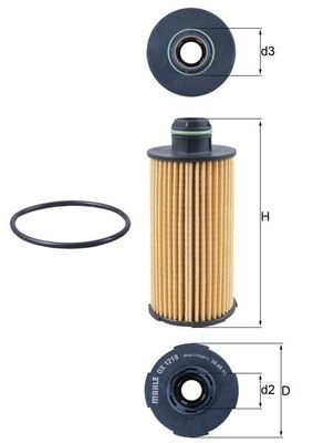 Ölfilter - OX1219D MAHLE - 104336, 1147, 2516000