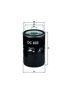 Oil Filter - OC460 MAHLE - 0451103074, 070115561, 097OS