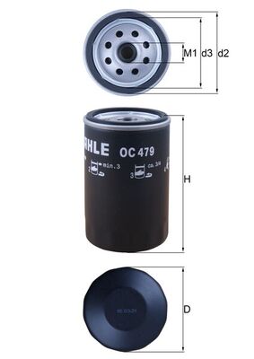 OC479, Ölfilter, Ölfilter, MAHLE, 0003945577, 0009830626, 0060553431, 00K04781452BF, 01174255, 0649015, 0986B00002, 1037678, 13.28.10/110, 139OS, 2006, 2313000, 2654406, 41150064B, 4781452AA, 4781452BB, 51516, 586052, 60808974, 8671002324, 90542344, 91153945, AP1151, BC1030, BFO4055, C147, CA0214302, DO240, ELH4149, FL2005