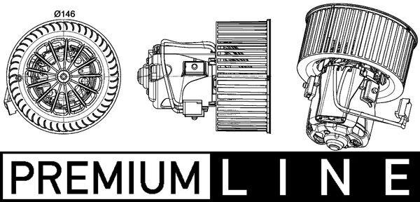 Interior Blower - AB150000P MAHLE - 069412365010, 351040231, 64119194590