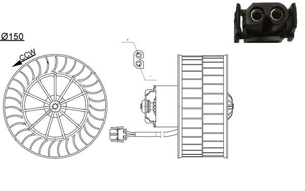 Interior Blower - AB44000S MAHLE - 069412678010, 1385124, 34121