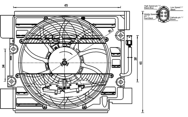 Fan, A/C condenser - ACF23000S MAHLE - 0502.1007, 058050N, 0639751