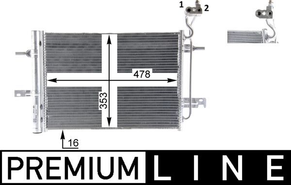 Condenser, air conditioning - AC30000P MAHLE - 08072050, 105827, 13303641