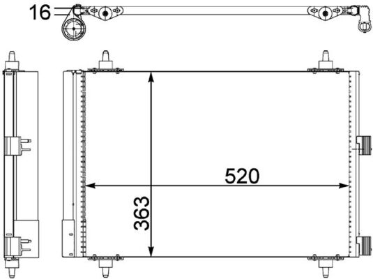 Condenser, air conditioning - AC447000P MAHLE - 0551305241, 062014N, 0803.3024