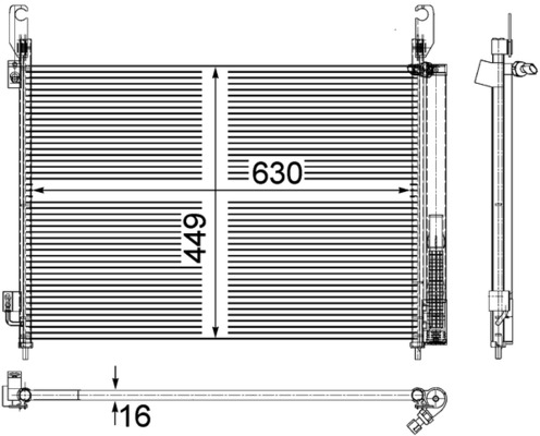 Condenser, air conditioning - AC588000P MAHLE - 182047N, 350460, 351309361