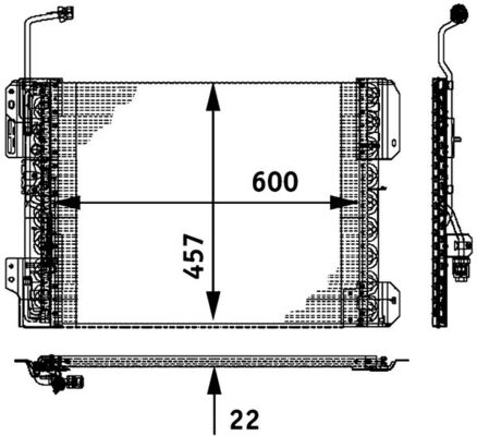 Condenser, air conditioning - AC671000P MAHLE - 0140120, 08062096, 103476