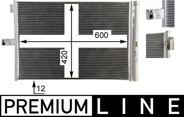 Condenser, air conditioning - AC68000P MAHLE - 0995000354, 107647, 122037N
