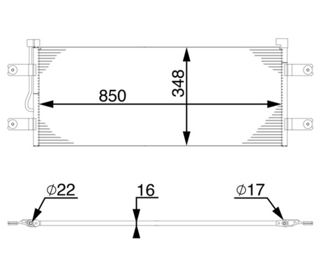 AC783000S, Kondensator, Klimaanlage, Klimaanlage verschiedene, MAHLE, 0806.2098, 107378, 132013N, 350075, 351343-224, 815130, 888-0400545, 940264, 9605001454, DCN99068, KTT110461, ME5293, 351343-251, A9605001454, 351343221, 8FC351343-221, 8FC351343-251