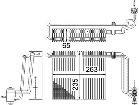 Evaporator, air conditioning - AE107000P MAHLE - 0028303458, 351331171, MSV563