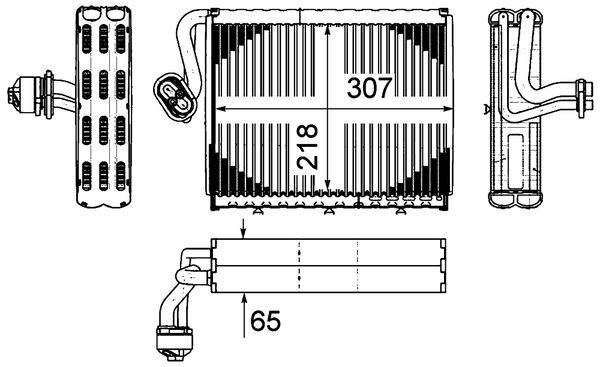 Evaporator, air conditioning - AE108000P MAHLE - 2218300158, 351331181, MSV604