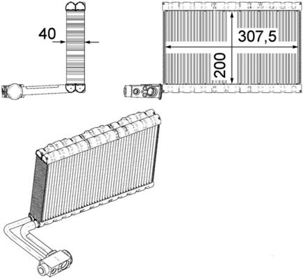 Evaporator, air conditioning - AE109000P MAHLE - 1829382, 21396106, 351331191