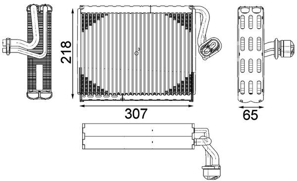 Evaporator, air conditioning - AE122000P MAHLE - 2218300358, 351331-481, V30-65-0037