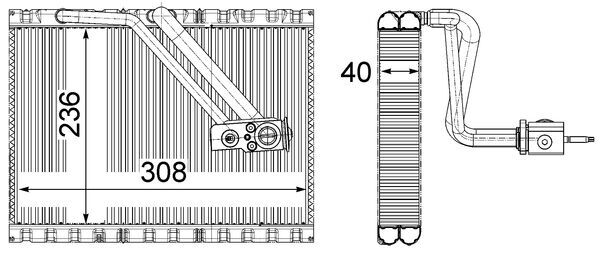 Evaporator, air conditioning - AE127000P MAHLE - 0008304801, 351331531, 540004