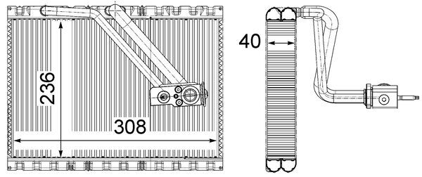 Evaporator, air conditioning - AE128000P MAHLE - 0008300802, 351331541, A0008300802