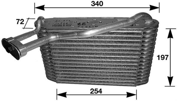 Evaporator, air conditioning - AE34000S MAHLE - 0300V142, 1225032, 351210201