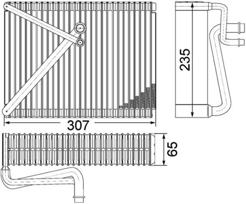 Evaporator, air conditioning - AE87000P MAHLE - 30630696, 351330651, 820343N