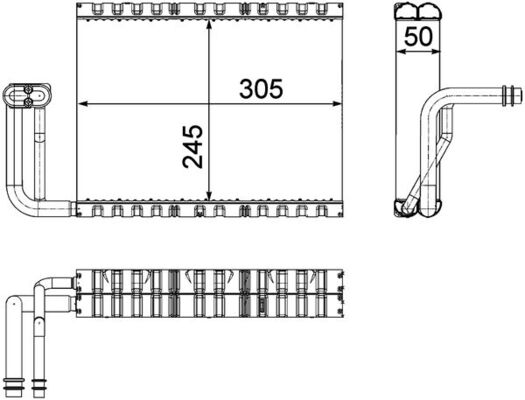 Evaporator, air conditioning - AE88000P MAHLE - 0600V402, 351331-141, 64119163331