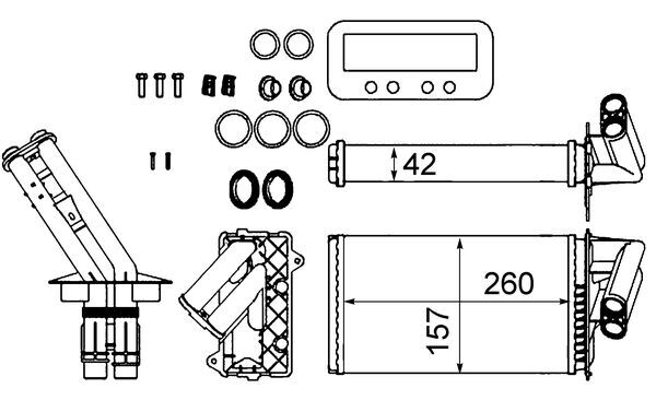 AH103000S, Heat Exchanger, interior heating, Air-conditioning various, MAHLE, 0609.3008, 101663, 350218319000, 351311714, 43006203, 50577, 73368, 7701038542, 812113, RT6203, 8FH351311-714, RTA6203