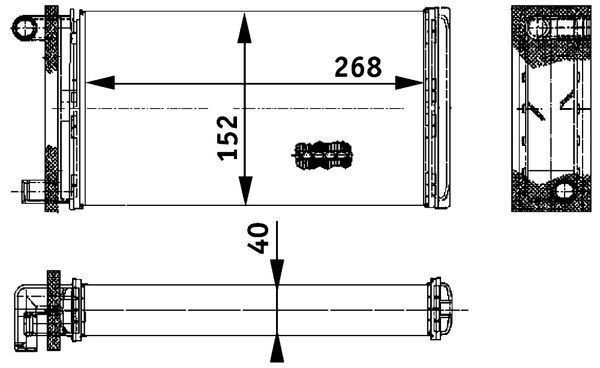 AH121000P, Heat Exchanger, interior heating, Air-conditioning various, MAHLE, 0018357604, 139120N, 30006108, 351312251, 53555, 72004, 812242, MS6108, 0018357601, 351312391, 0028356201, 8FH351312-251, 8FH351312-391, A0018357601, A0018357604, A0028356201