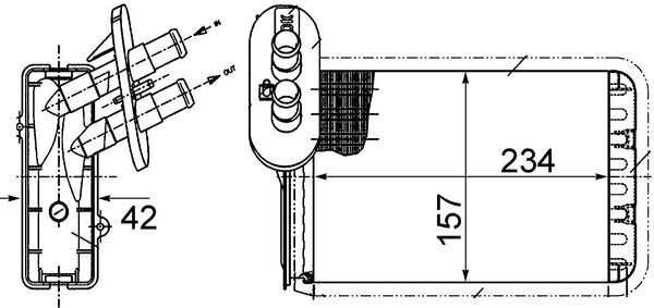 AH164000S, Wärmetauscher, Innenraumheizung, Klimaanlage verschiedene, MAHLE, 049002N, 10-130-01027, 1072814, 212M09, 350218277000, 351313451, 53550, 58006201, 6053027, 7200, 73973, 7M1819030, 812324, HKVW400, 1528756, 350218247003, 7M1819030A, 7M1819030B, 8FH351313-451, 95NW18B539AD, 960552, VW6201, 350218277002, 7204829, 7M3819030, VW6400, VWA6201, 7291900, BR277, 95NW18B539AA
