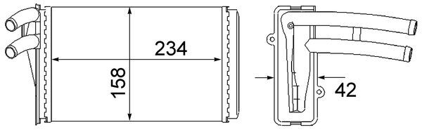 AH54000S, Heat Exchanger, interior heating, Air-conditioning various, MAHLE, 351045101, 357121253AB, 58002066, 651621, VOLK5370A, VW2066, 894819030, 894819031A, 8FH351045-101