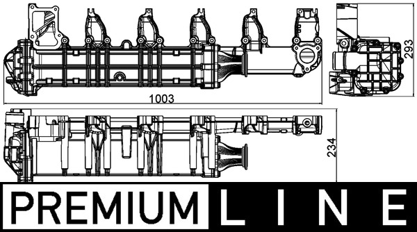 CE13000P, Cooler, exhaust gas recirculation, Cooler, MAHLE, 376745-401, 4711405175, 471140517580, A4711405175, A471140517580