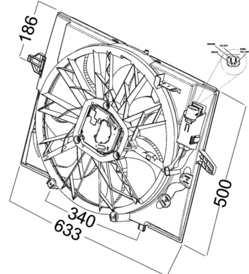 Fan, radiator - CFF215000P MAHLE - 0502.2006, 058025N, 17427514182