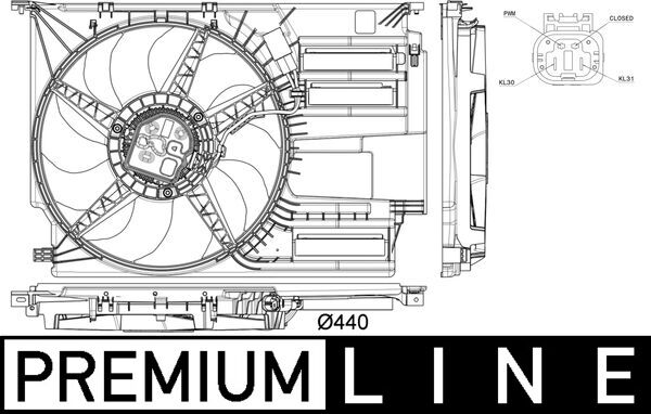 Fan, radiator - CFF402000P MAHLE - 17427617608, 351151-071, 7617608