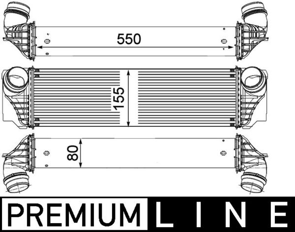 Intercooler, charger - CI183000P MAHLE - 057015N, 06004374, 17117577115