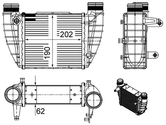 Ladeluftkühler - CI486000S MAHLE - 03004364, 30378, 376988044