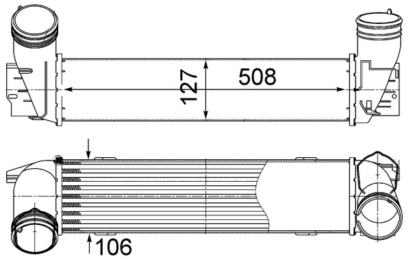 Intercooler, charger - CI490000S MAHLE - 06004473, 07023013, 0840056