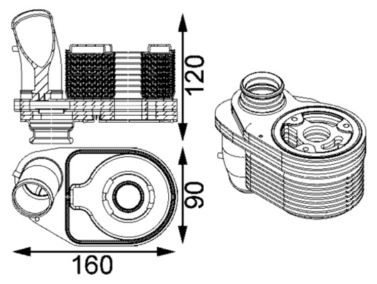 Oil Cooler, engine oil - CLC203000S MAHLE - 0000504375378, 0005801555580, 0005801630224