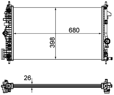 CR1103000P, Radiator, engine cooling, Cooler, MAHLE, 01073129, 020M72, 121149, 1300290, 1300381, 13241724, 150098N, 346190, 350213141400, 37002473, 376754361, 53777, 630717, 735486, OL2473, 121149/A, 1300320, 23299712, 350213141402, 8MK376754-361, 961310, OLA2473, 1300380, 350213152300, OP060R006, 359000382730, 22762535, 359000392730, 1350380, 23299711
