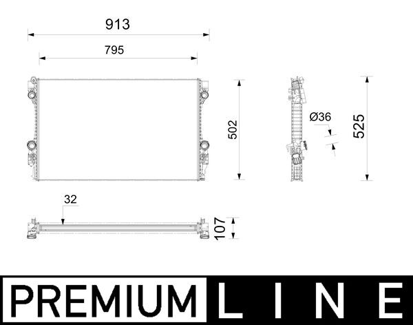 Radiator, engine cooling - CR1163000P MAHLE - 107497, 170013N, 376755-671